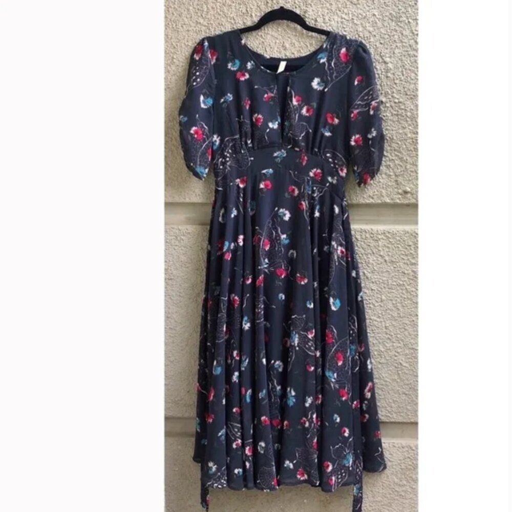 Free People Bonnie Midi Dress 6 Butterfly Floral Coquette Cottagecore Boho - Picture 4 of 11
